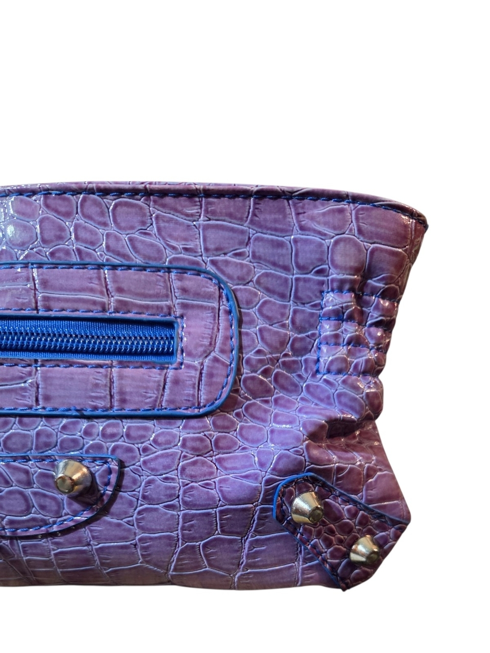 Purple Faux Croc-Embossed Wristlet Clutch ♡ - Picture 3 of 7